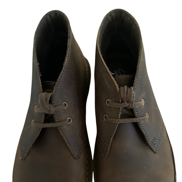 CLARKS BUSHACRE 2 ANKLE BURNISHED BROWN LEATHER BOOTS SIZE 7.5 - Picture 5 of 9